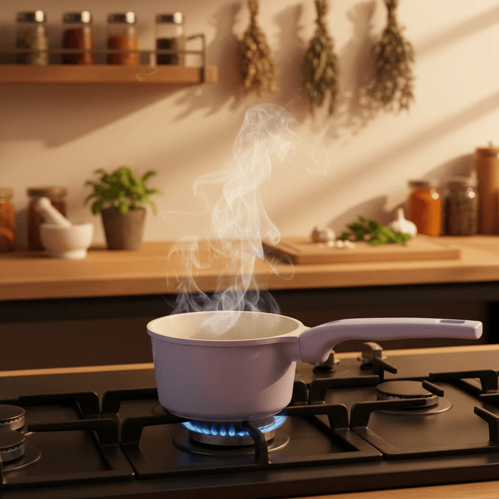 Ceramic Coated Non-Stick Milk Pot 10cm – | Lightweight Metal Body with Speckled Interior | - Image 3