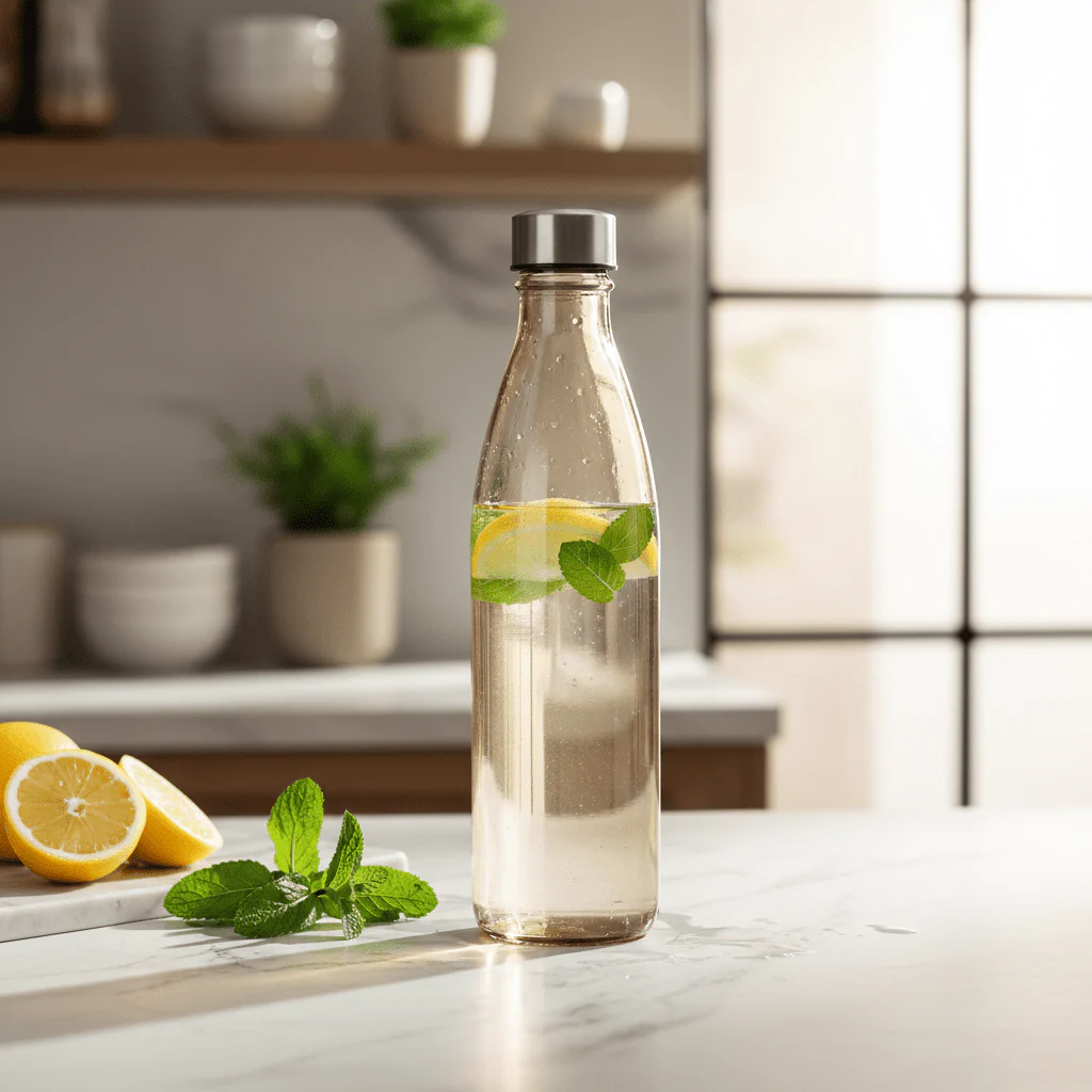Millerhaus 1000ml Borosilicate Glass Water Bottle | Transparent Brown - Image 2