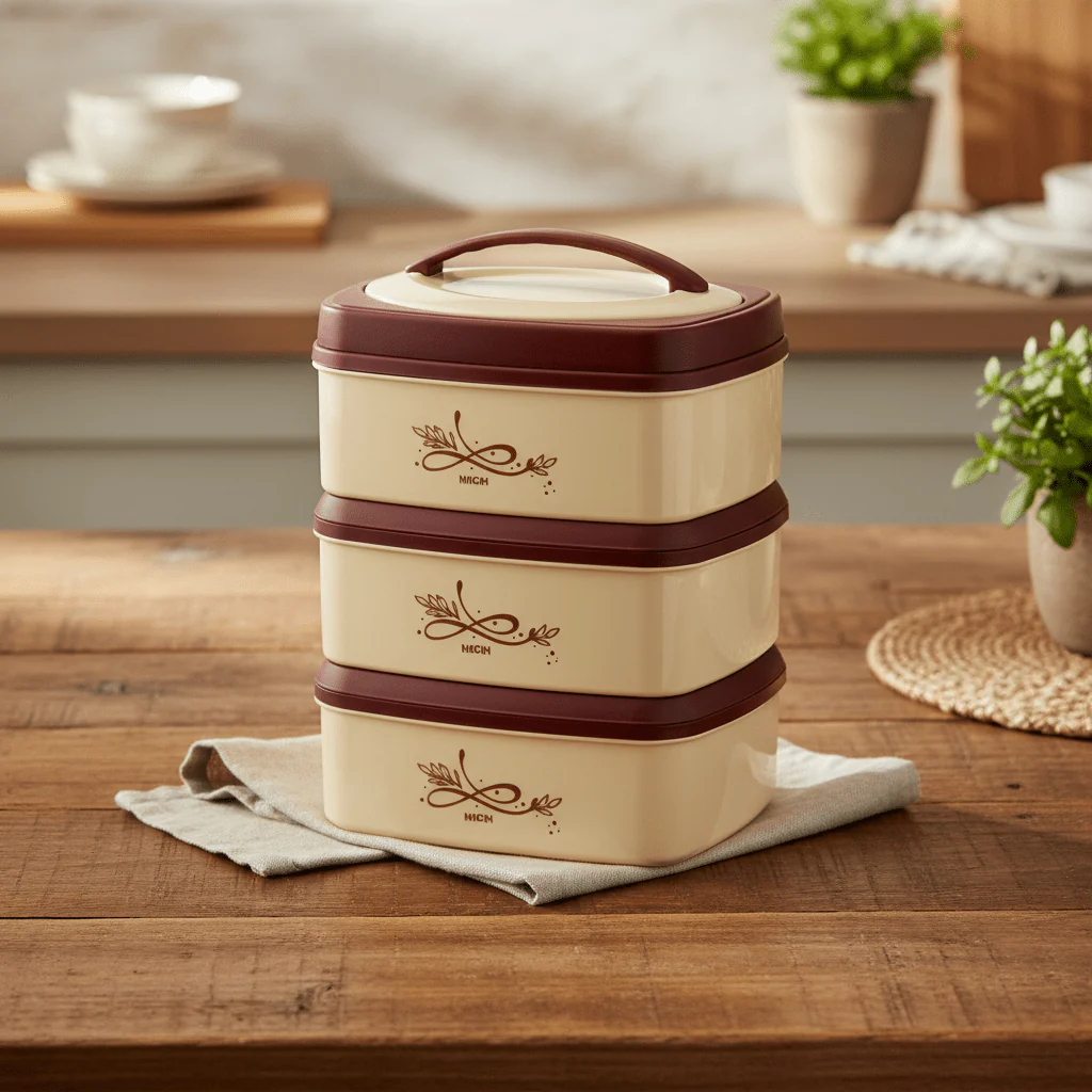 Milton Travel Mate Stackable 3-Tier Insulated Casserole Set - 1500ml × 3 - Assorted Colors - Image 2