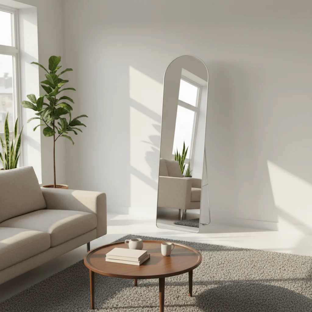 Arched Full-Length Floor Mirror with Metal Stand - 160× 40cm - Image 3