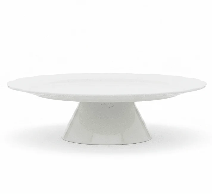 Modenic White Ceramic Footed Round Cake Stand Plate for Dessert Display and Serving 12 inch