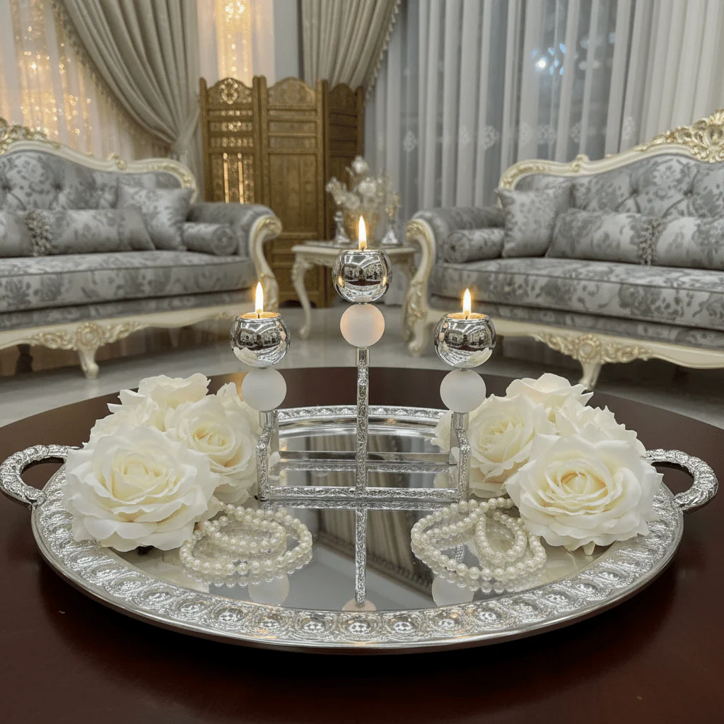 Modern Silver & White Metal 3-Way Candle Holder Stand for Dining and Living Room Décor – 15cm - Image 4