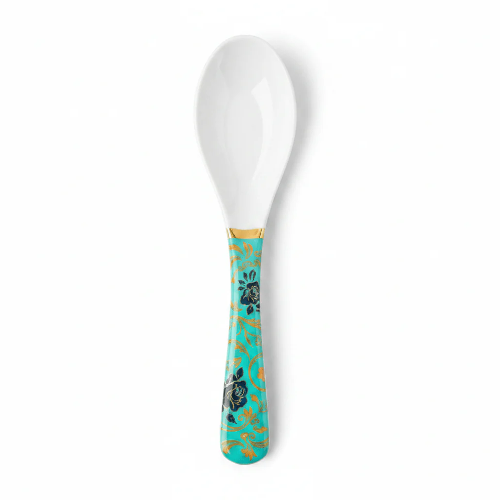 Moments White Melamine Rice Spoon with Multicolor Floral Design - 20 cm - Image 3