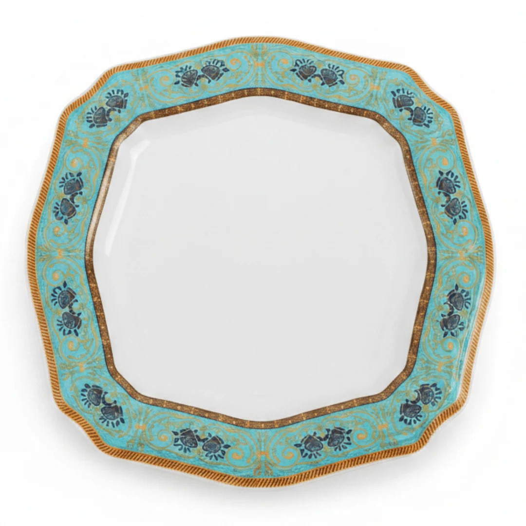 Moments Square White Melamine Serving Plate with Multicolor Floral Design - 11 Inch