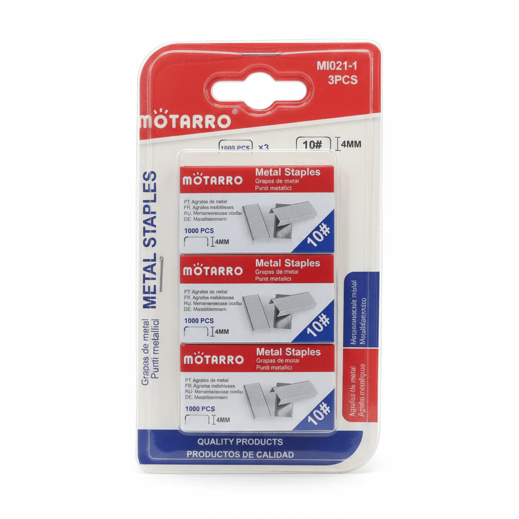 Motarro Standard Metal Staple Pins – 4 mm Size, Pack of 3 for Daily Office, School and Home Document Stapling
