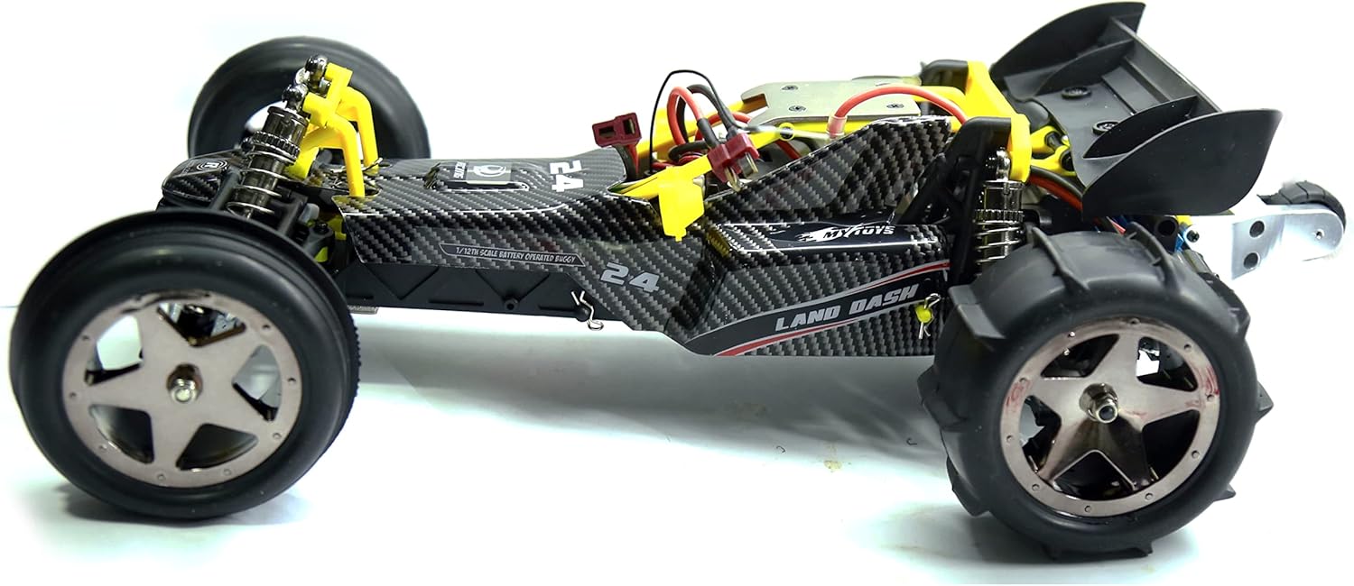 My Toys Land-dash 1:12 Scale Electric Car, 2.4GHz System, Runs in Multi Landscapes, Yellow/Black, MT929 - Image 3