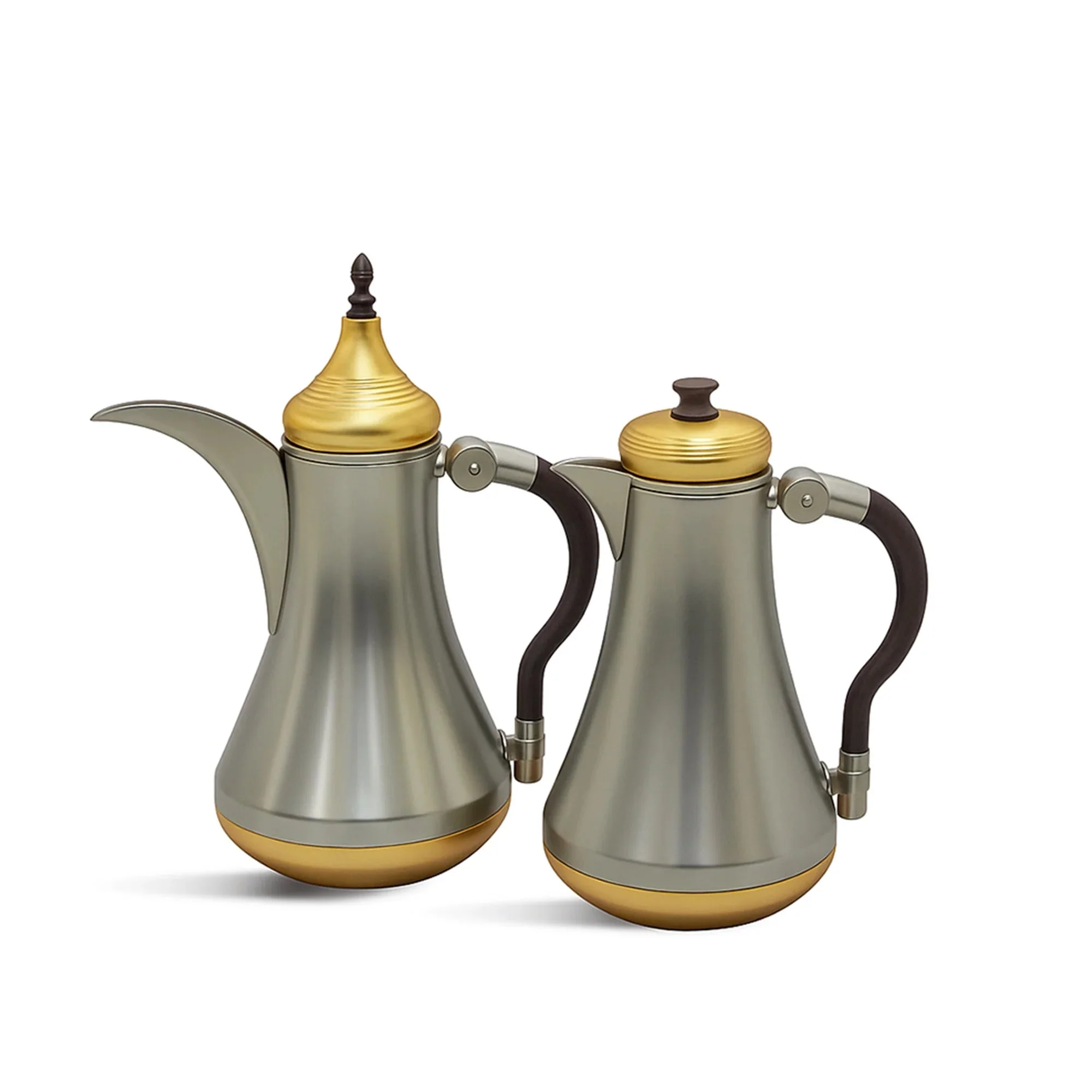 Mydot Prestige 2-Piece Vacuum Flask Set (1L + 1L) – Matte Nickel & Gold Dual-Tone Designer Edition
