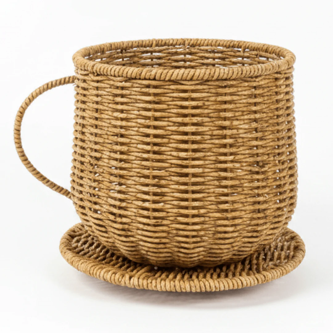 Wire Decorative Cup & Saucer Set | 17×17 cm | Artisan Home Accent Woven Color