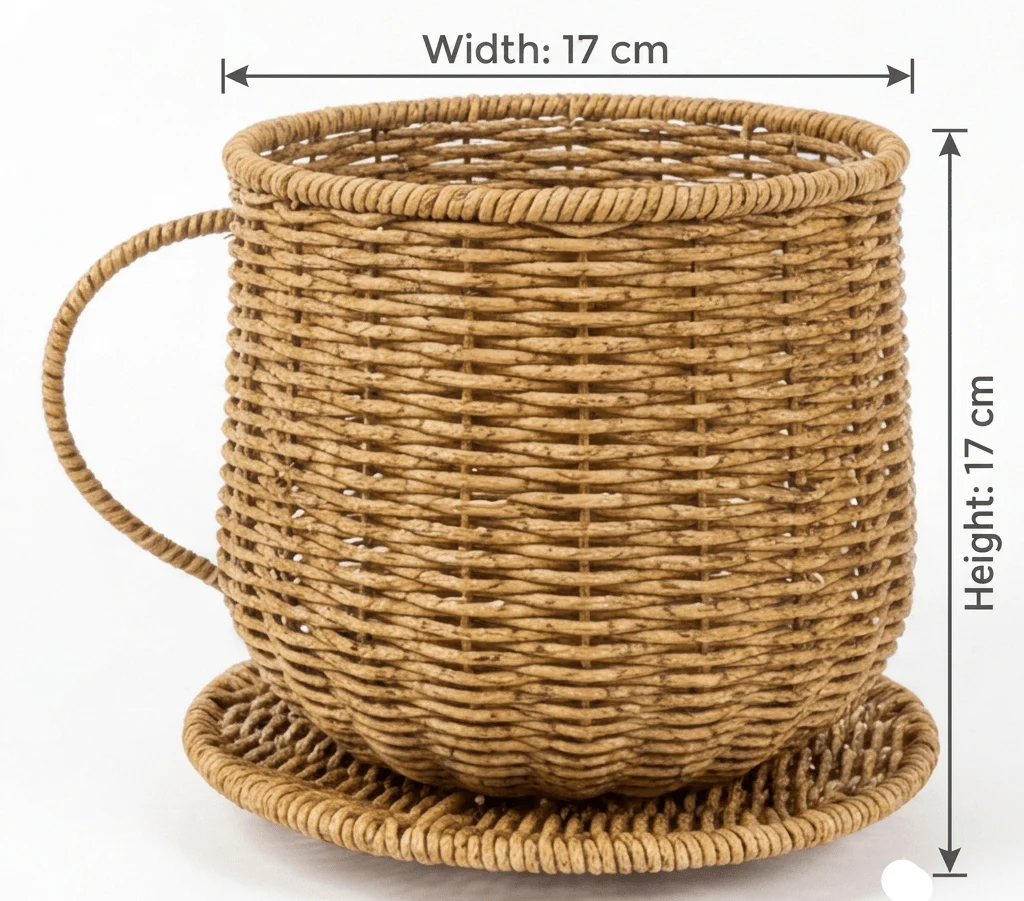 Wire Decorative Cup & Saucer Set | 17×17 cm | Artisan Home Accent Woven Color - Image 5