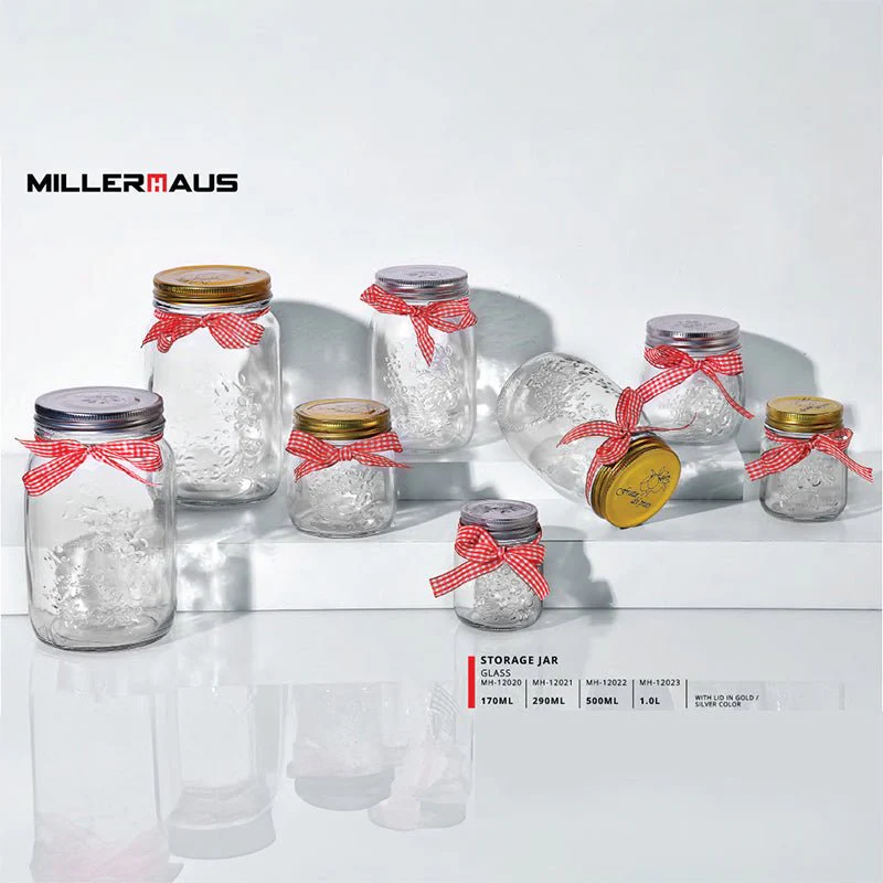 Millerhaus Glass Storage Jar 1000Ml with Metal Lid, Clear and Silver - Image 2