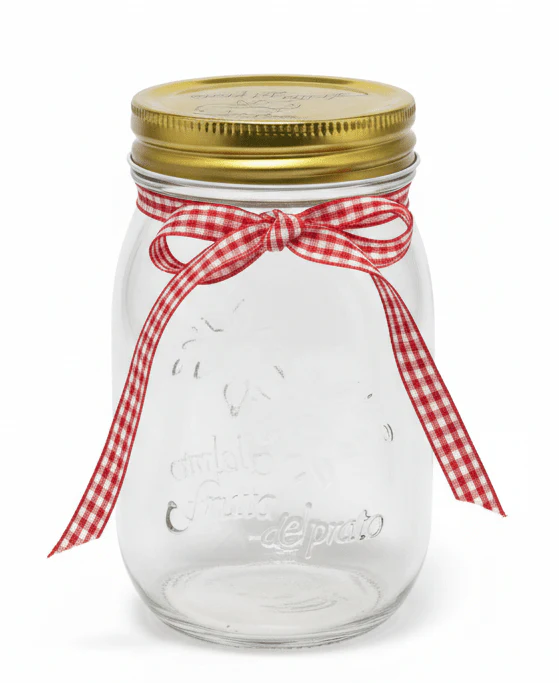 Nautilus Glass Storage Jar 500Ml with Metal Lid, Clear and Gold
