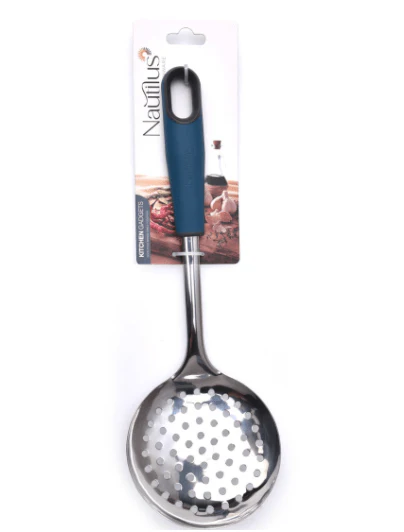 Nautilus Steel Skimmer Turner Soft Touch Handle 33cmX11cm-Steel&Blue