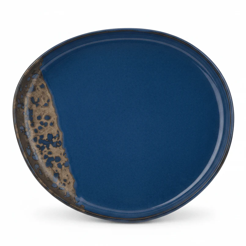 Navy Blue & Brown Reactive Glaze Ceramic Plate | 34cm , 28cm , 23cm |
