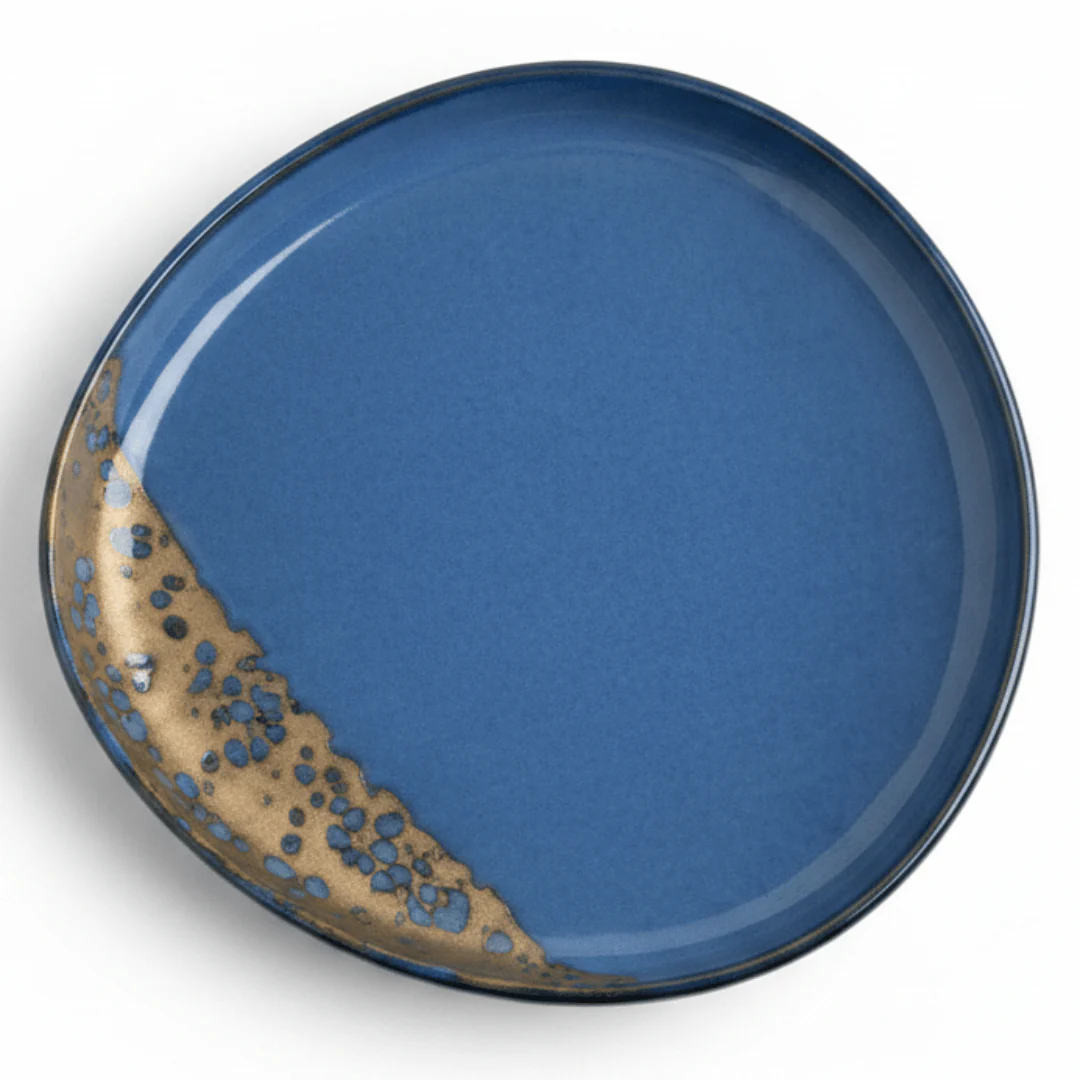 Navy Blue & Brown Reactive Glaze Ceramic Plate | 34cm , 28cm , 23cm | - Image 5