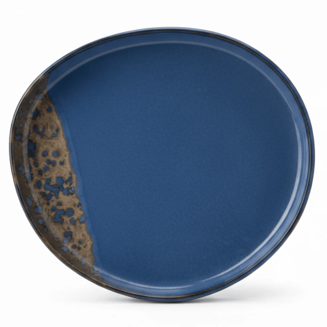 Navy Blue & Brown Reactive Glaze Ceramic Plate | 34cm , 28cm , 23cm | - Image 6