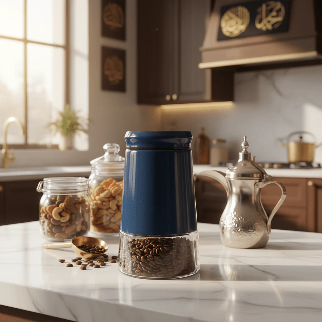 Navy Blue Metal & Glass Canister — 1 Litre - Image 2
