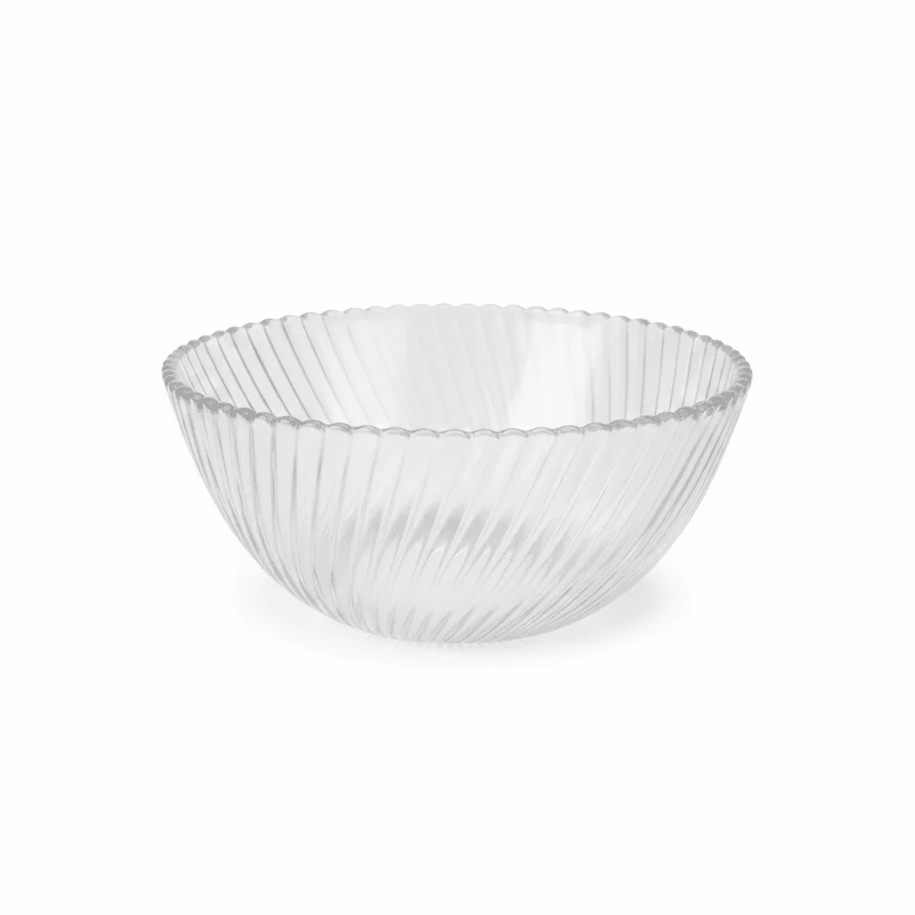 Neo Alpha Clear Ribbed Glass Bowl – 16.5cm