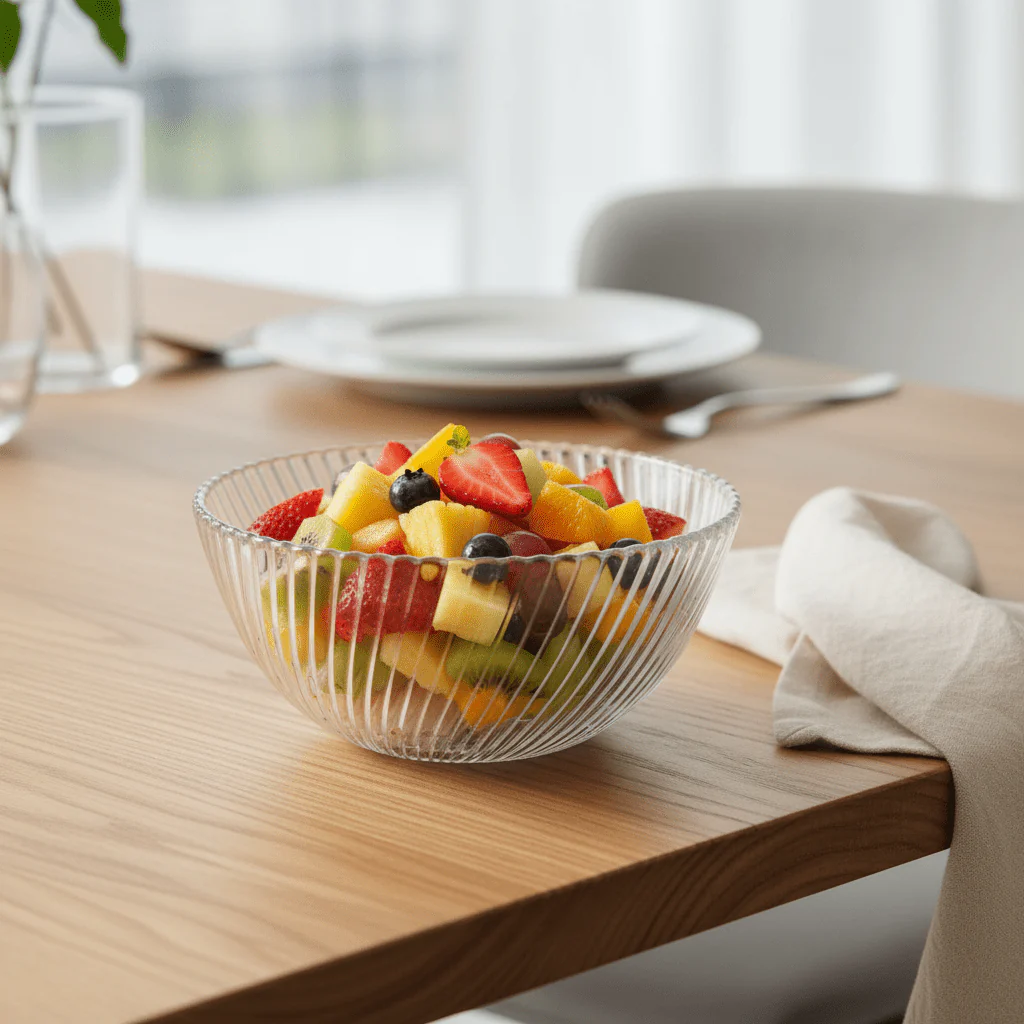Neo Alpha Clear Ribbed Glass Bowl – 16.5cm - Image 3