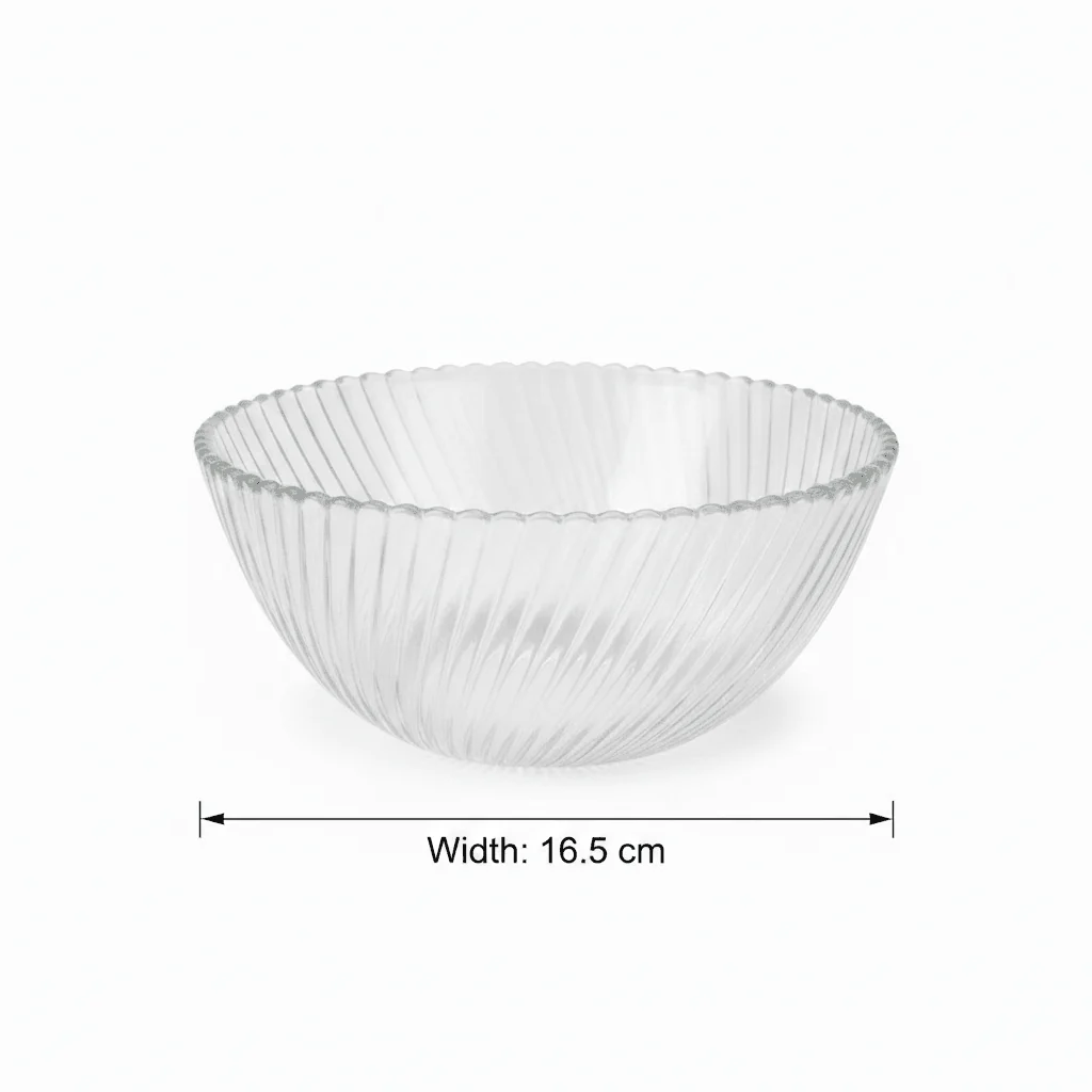 Neo Alpha Clear Ribbed Glass Bowl – 16.5cm - Image 4