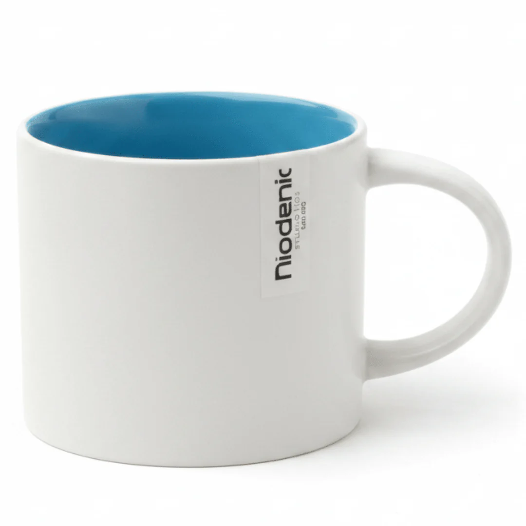 Niodenic Two-Tone Ceramic Mug | Matte White & Sky Blue | 330ml