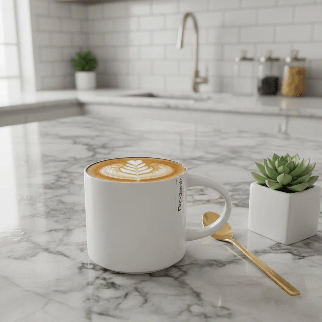 Niodenic 330ml Ceramic Coffee Mug | Matte White & Navy Blue Interior | Premium Drinkware - Image 3