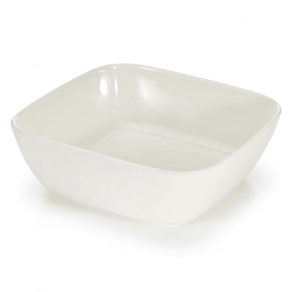 Symphony White Ceramic Bowl – 25 cm Square Design