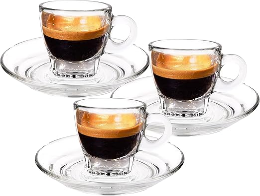 Ocean Caffe Espresso Cup & Saucer Set, 70 Ml, Set Of 6, P0244206, Espresso Cup, Tea & Coffee Cup, Cappuccino Cup, Latte Glass - Image 2
