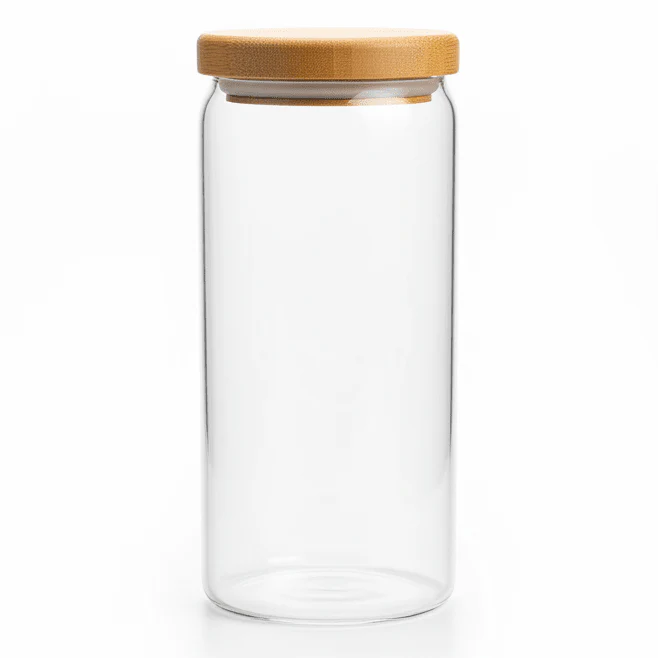 Ocean Glass Large Airtight Glass Jar with Natural Wooden Lid – 1000ml