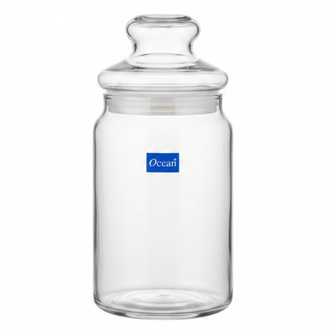 Ocean Plain Glass Canister with Lid – 750ml | Airtight Storage Jar