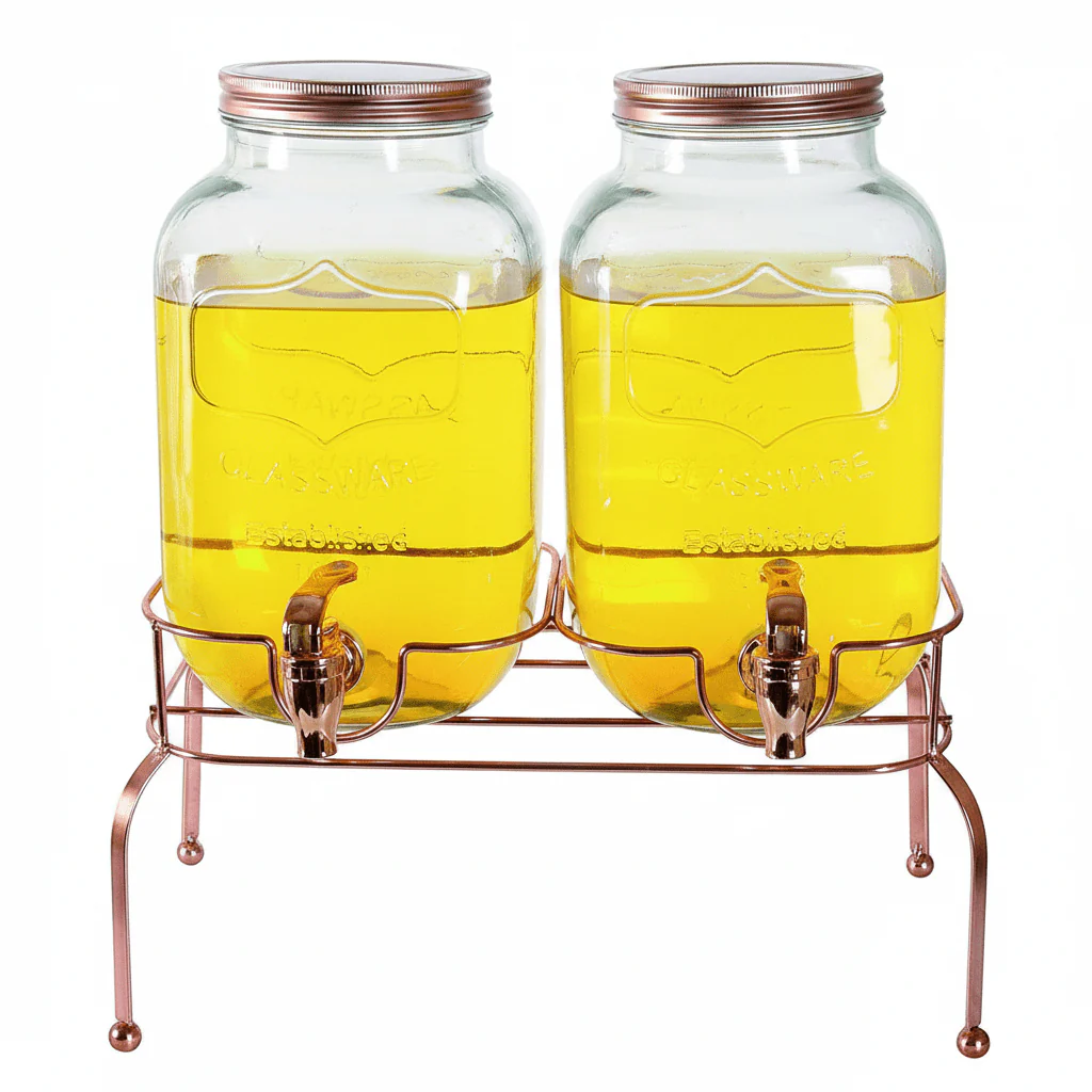 Orchid Dual 4-Litre Beverage Glass Dispenser with Stand