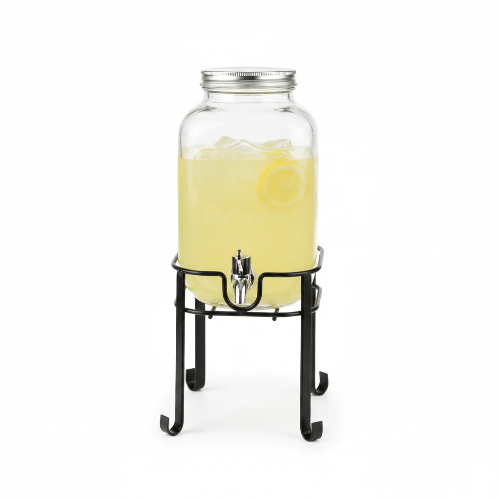 Orchid 4L Glass Beverage Dispenser with Metal Stand - Image 2