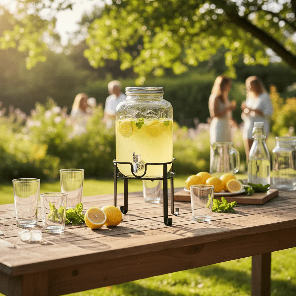 Orchid 4L Glass Beverage Dispenser with Metal Stand - Image 3
