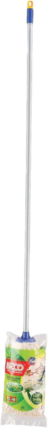 Neco Water Mop With Fixed Steel Handle & Cotton Refill-126cm-Blue