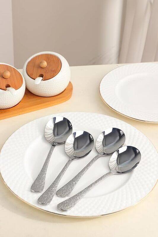 Orchid Stainless Steel Soup Spoons-18CM-Set Of 4 Pcs - Image 2