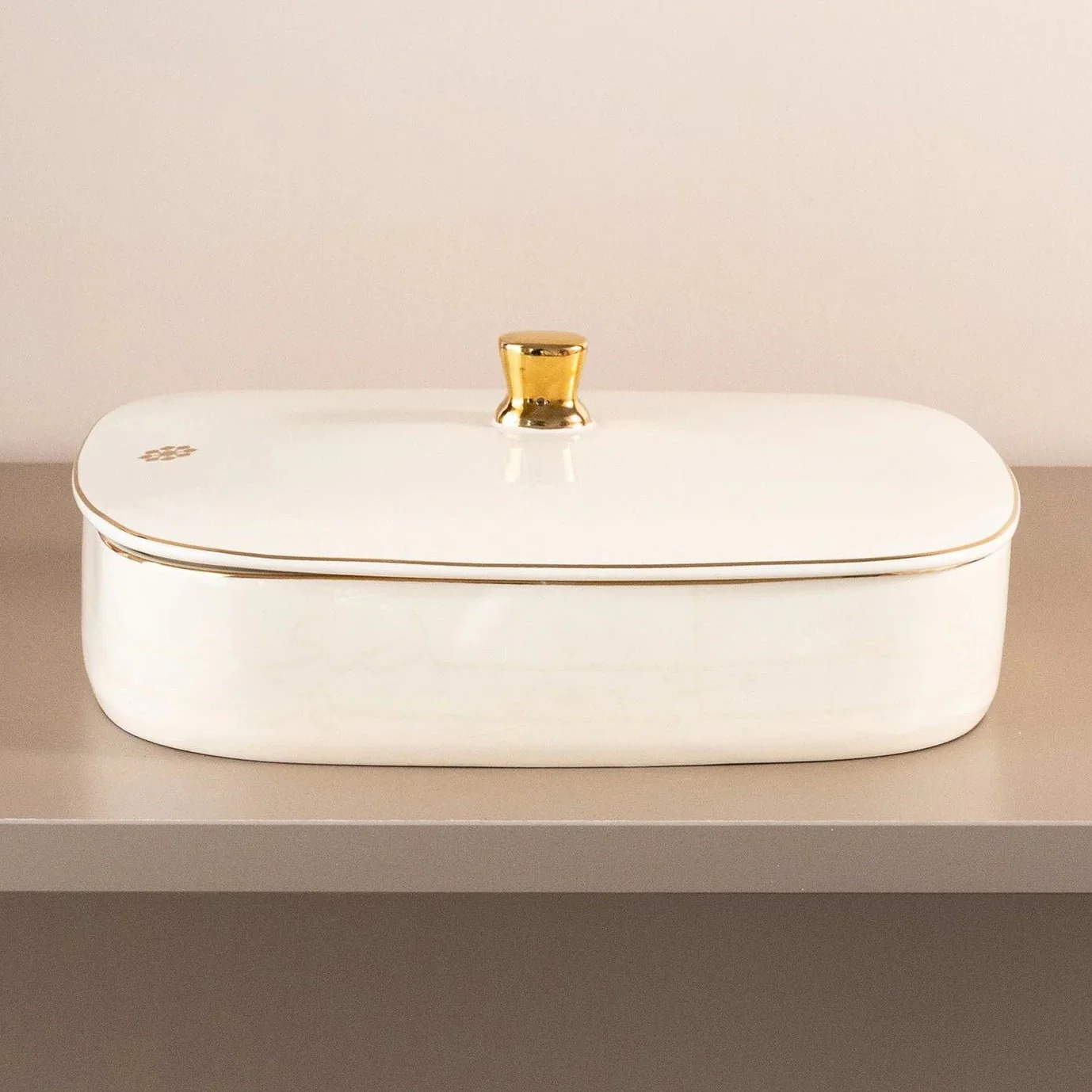 Otantik Mirral Elegant Medium Porcelain Serving & Date Bowl – White with Gold Rim (8 Inch)