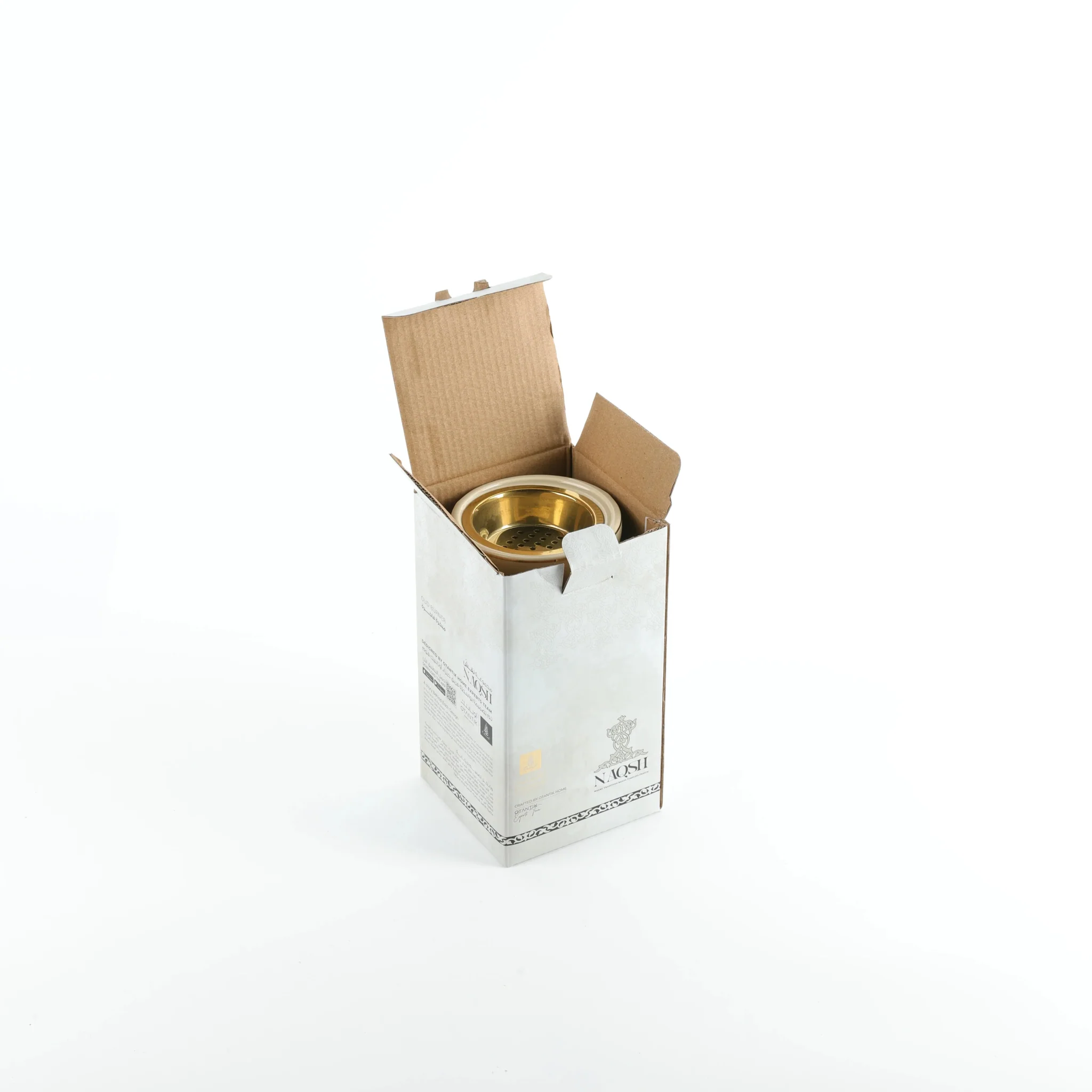 Otantik Naqsh Porcelain Incence Burner9cm*17.5cm, Ivory/Gold- ET2982 - Image 4