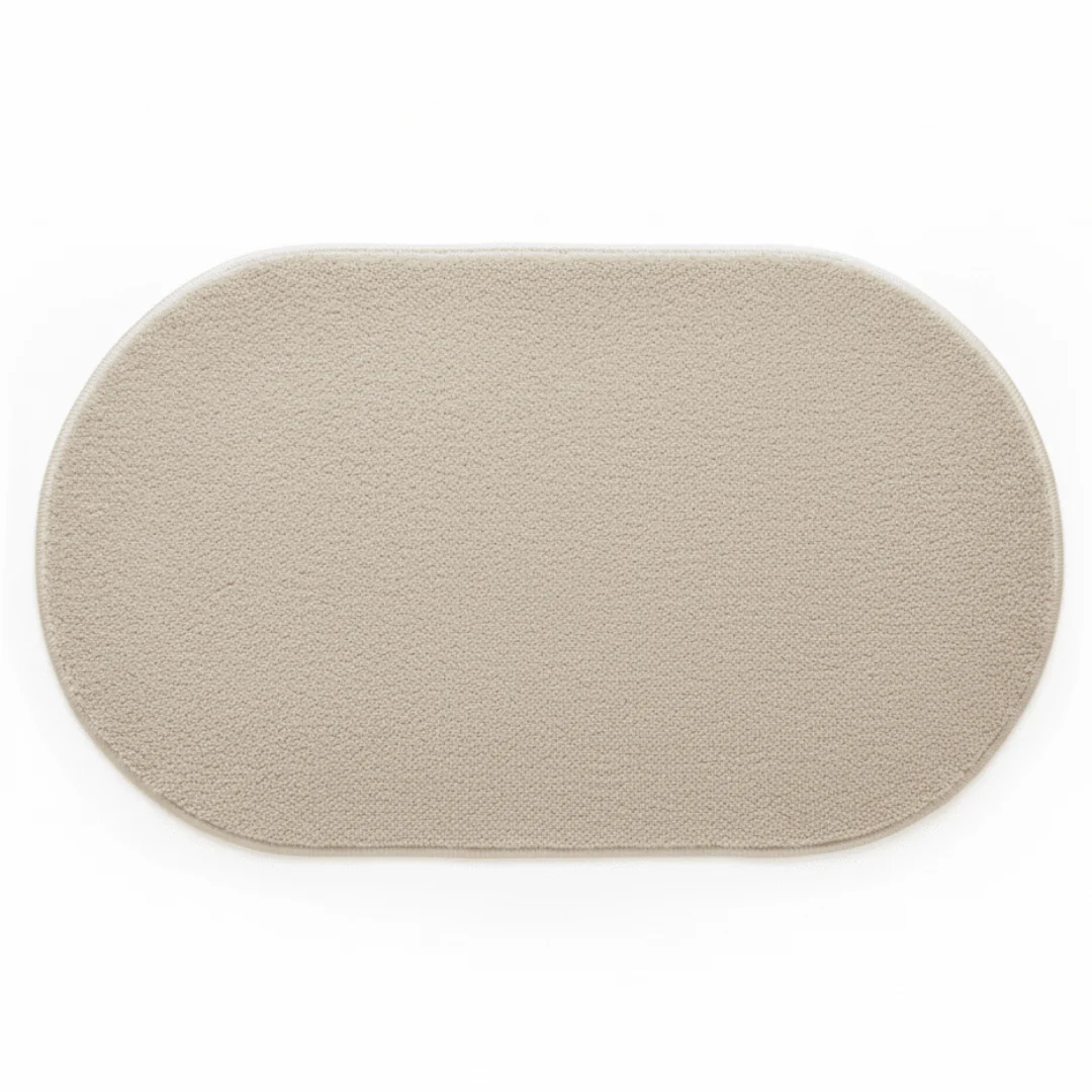 Oval Door Mat | Non-Slip Rug for Entryway, Bathroom & Bedroom | Beige Cream | 62 x 38 cm