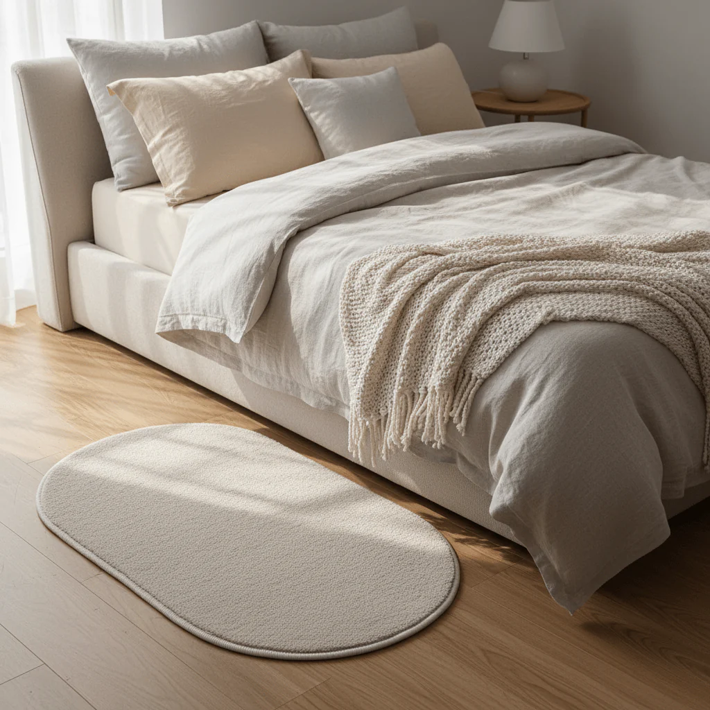 Oval Door Mat | Non-Slip Rug for Entryway, Bathroom & Bedroom | Beige Cream | 62 x 38 cm - Image 4