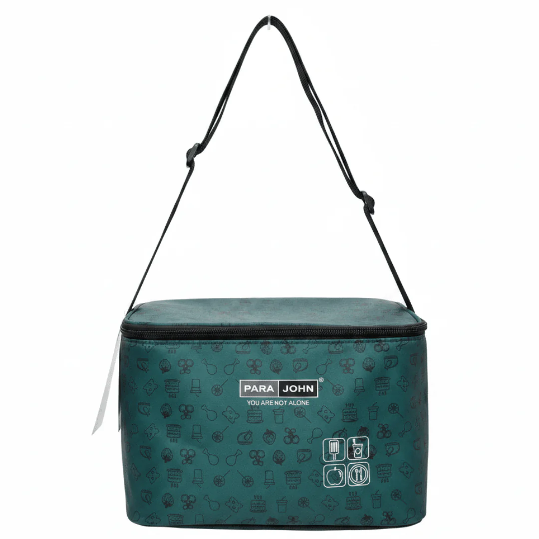 Parajohn Petrol Green Polyester Insulated Lunch Bag for Office & School – 9.8 Inch