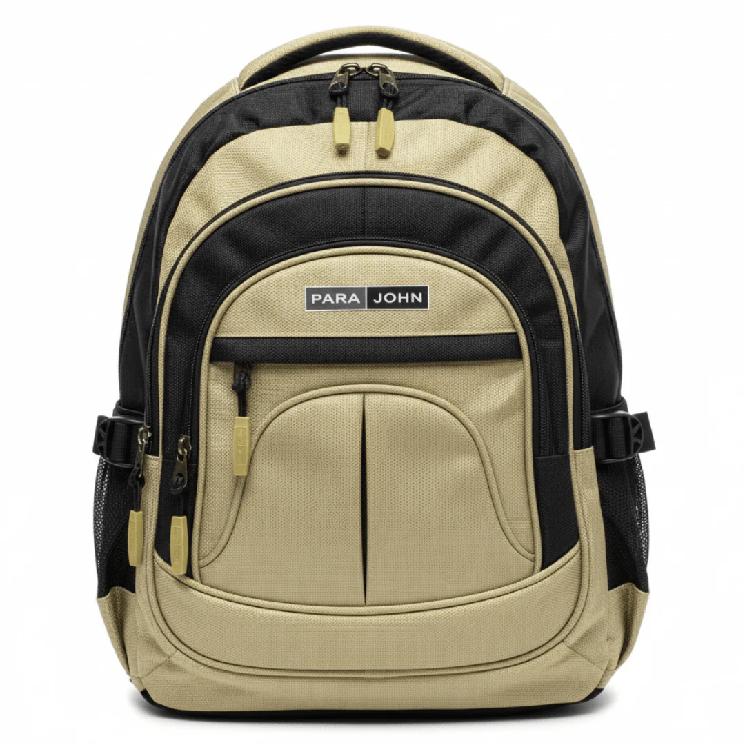 Parajohn Spacious Black & Gold Polyester School Backpack 16 Inch – Large Capacity School Bag for Books & Accessories