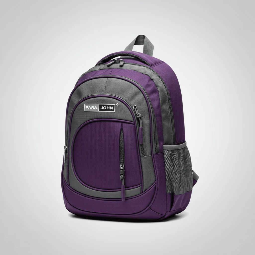 Parajohn Stylish Grey & Purple Polyester School Bag 14 Inch – Compact Student Backpack with Durable Fabric and Smart Storage - Image 3
