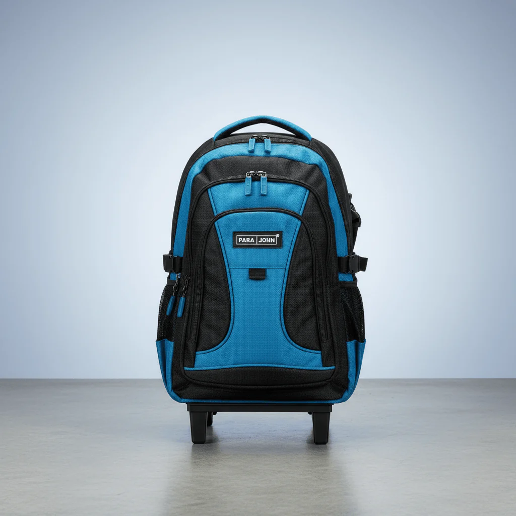 Parajohn Travel Ready Black & Blue Polyester Trolley Backpack 18 Inch – Rolling Backpack with Smooth Wheels & Large Storage - Image 3