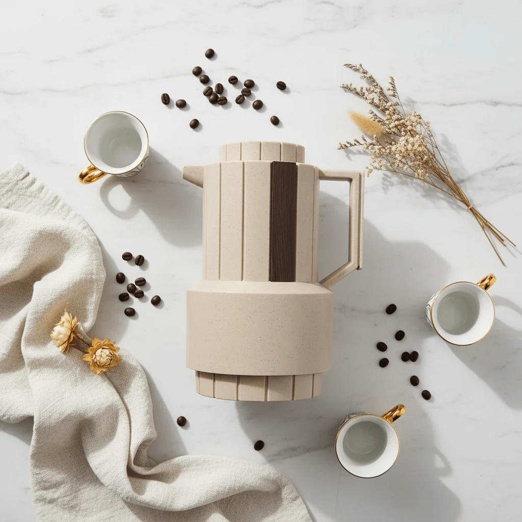 Parati 1L Vacuum Flask – Beige & Brown - Image 2