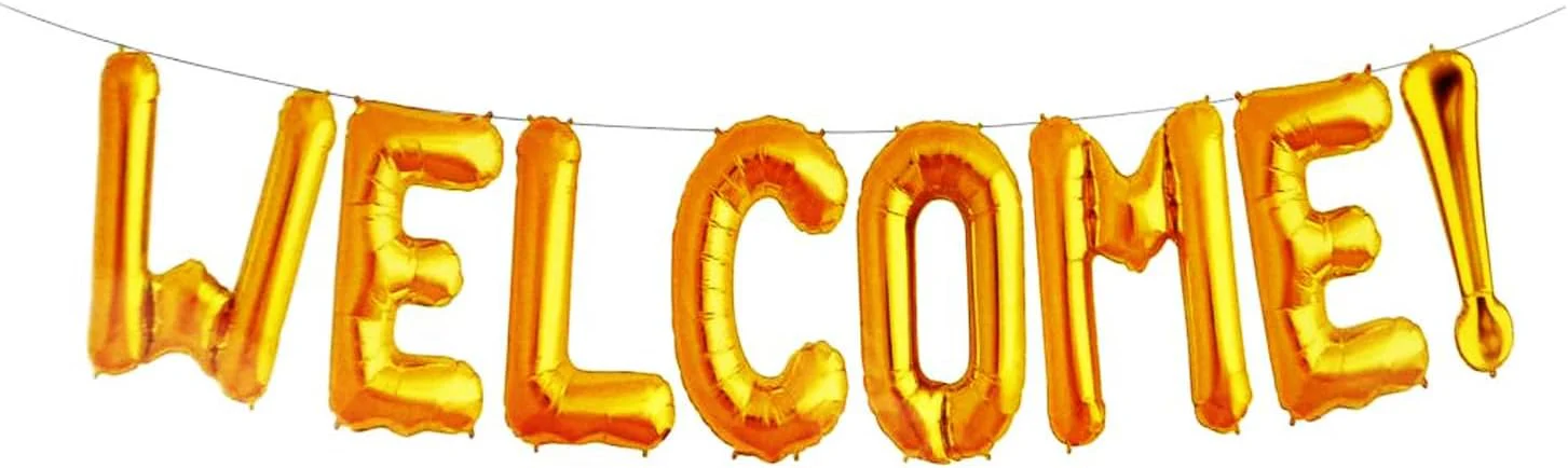 Party Fun WELCOME! Foil Ballon Kit 16" Each, Gold