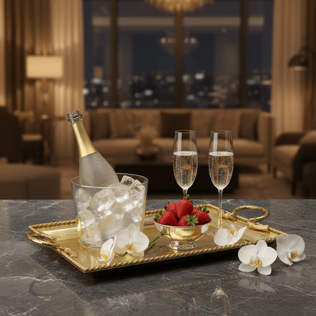 Pilsco Luxury Gold Stainless Steel Serving Tray with Elegant Handles – 50×35cm - Image 3