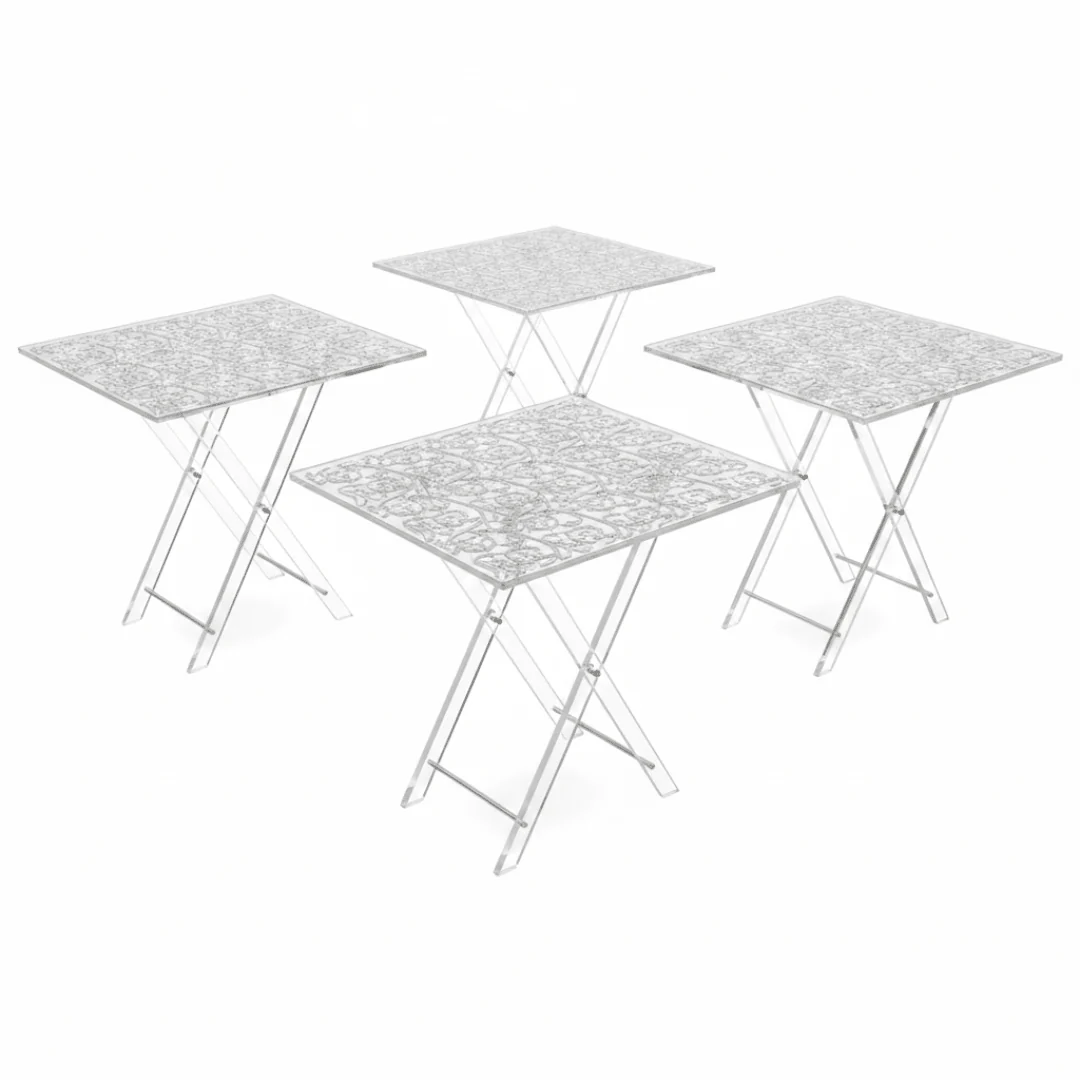 Pilsco Rectangle Silver Acrylic 4-Piece Table Set - 46×60×40 cm
