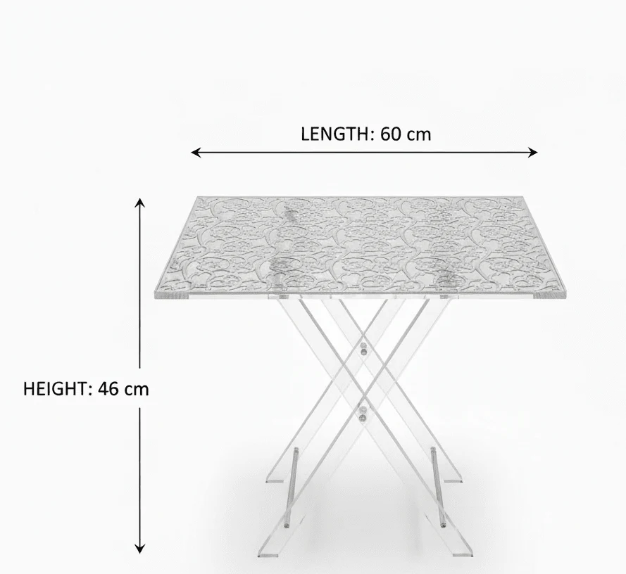 Pilsco Rectangle Silver Acrylic 4-Piece Table Set - 46×60×40 cm - Image 4