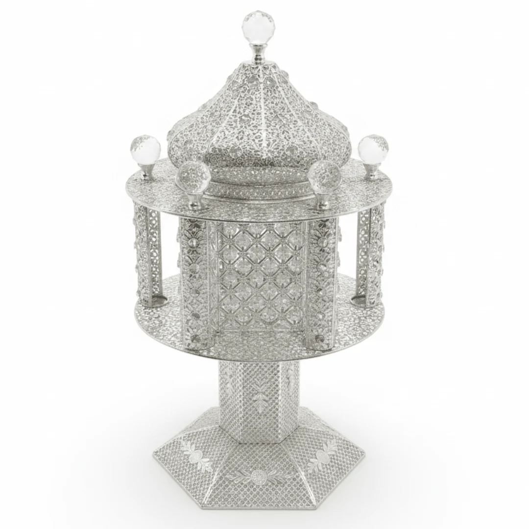 Pilsco Silver Incense Burner Ornate Filigree Mabkhara - 65 × 35 cm