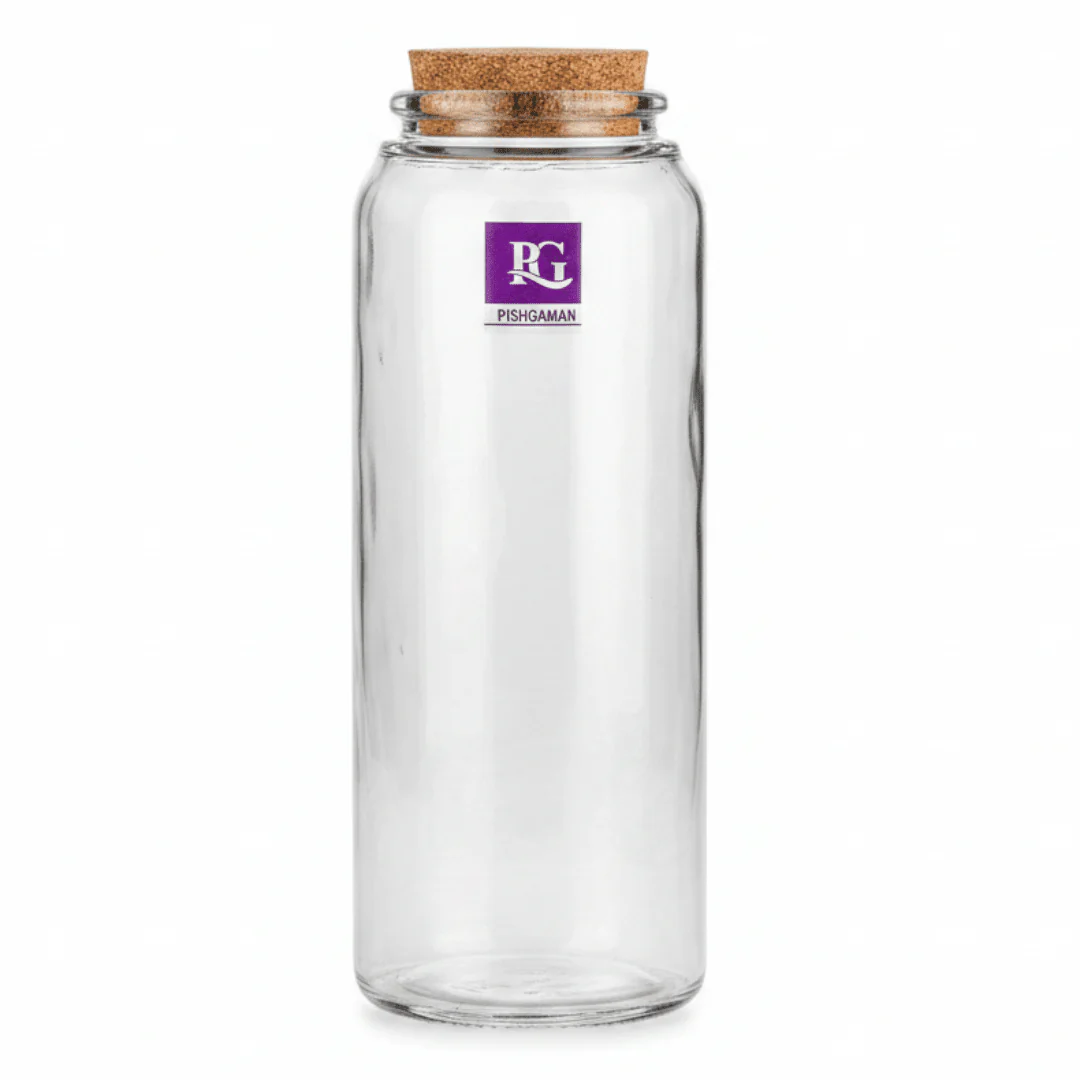 Pishgaman Glass Storage Bottle with Natural Cork Lid | 20cm |