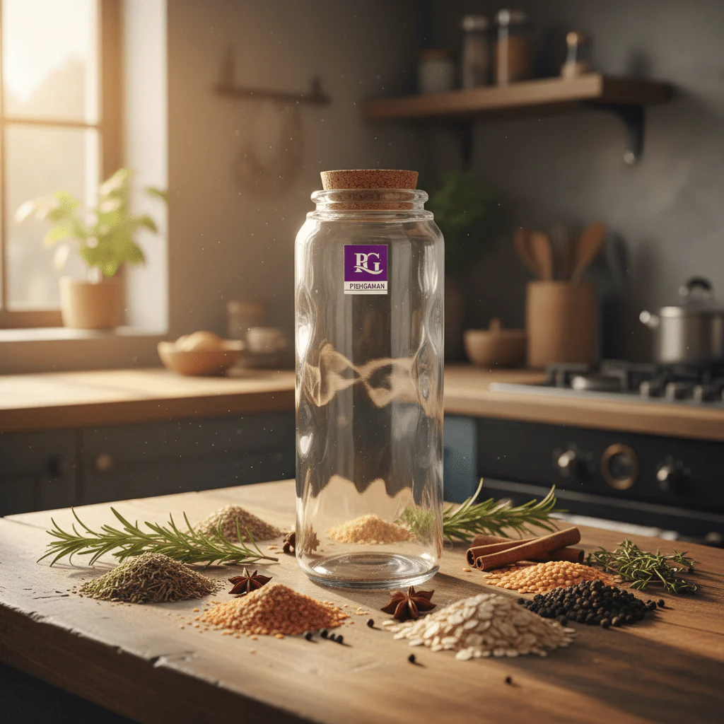 Pishgaman Glass Storage Bottle with Natural Cork Lid | 20cm | - Image 2